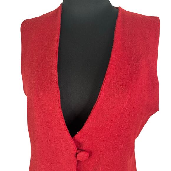 Tailored Fire: Structured Red Longline Vest (The Dressmaker Fashion) - Picture 2 of 16
